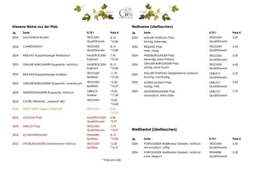 Verkaufsliste 2025 Weinhaus Gies Seite 1